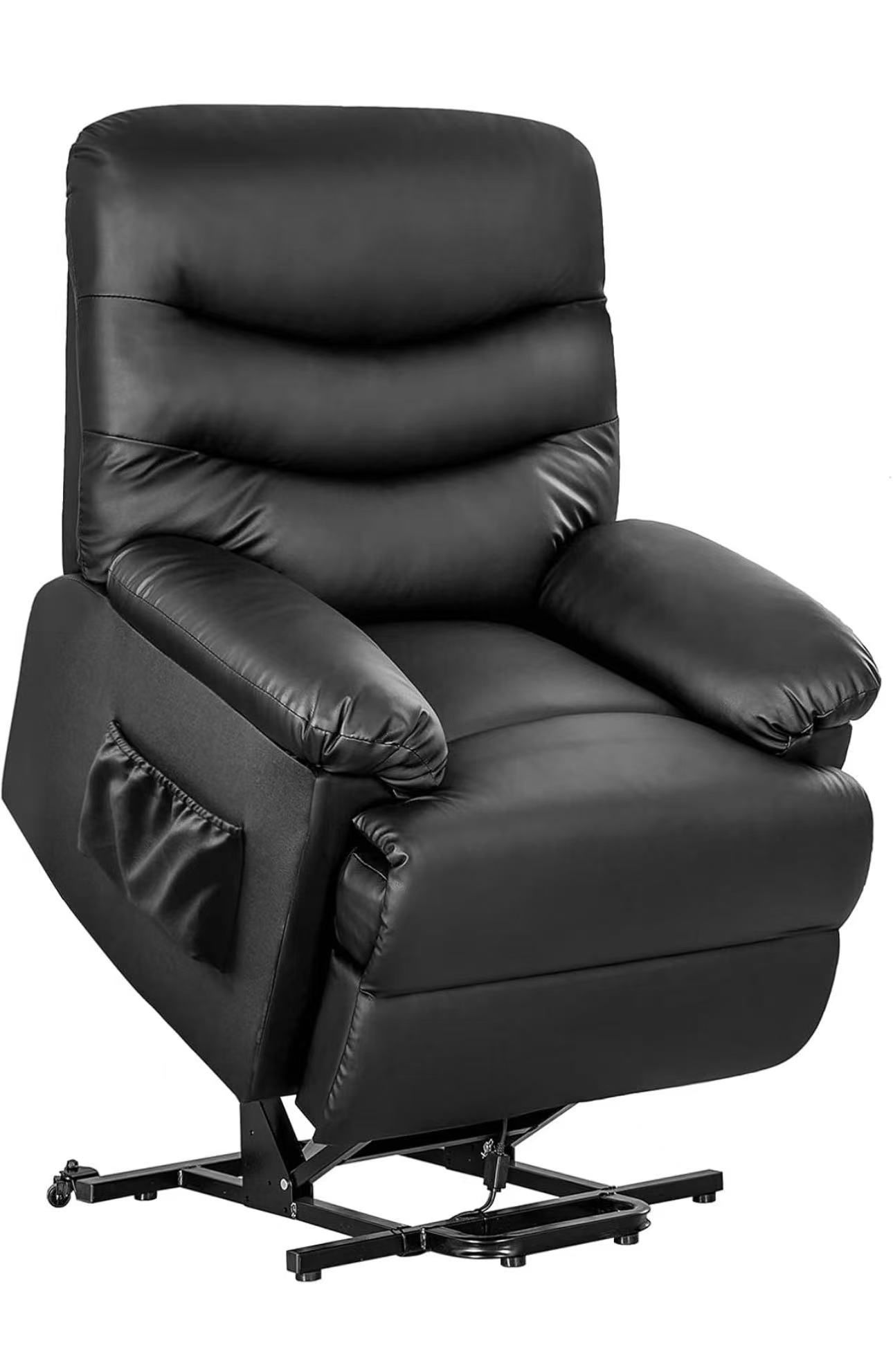 Power Lift Recliner Chair for Elderly PU Leather Single Sofa Reading Chair with Side Pockets Home Theater Seating Ergonomic Lounge Chair