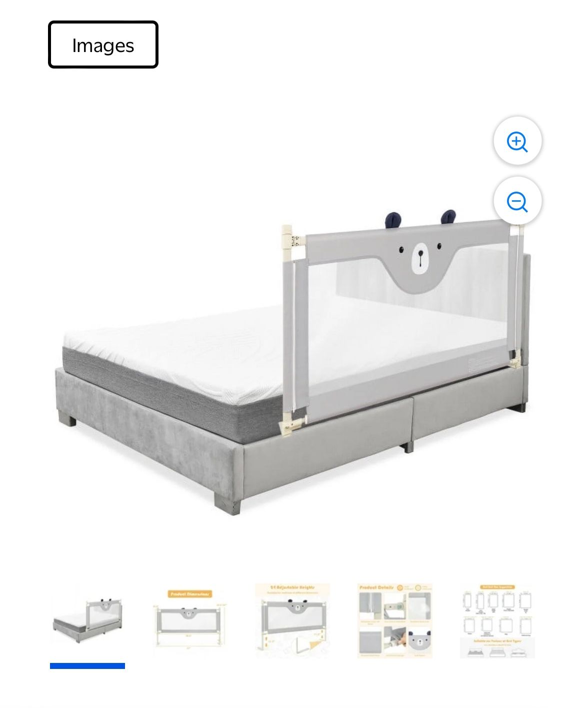 Bed Rail for Toddlers with Double Lock-Gray