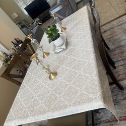  Furniture Astoria 7pc Dining Table Set, 60-Inch Table with 18-Inch Leaf, 6 Astoria Upholstered Side Dining Chairs, Comfortably Seating 6, Dining Room