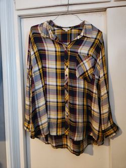 New plaid long sleeve top 2X