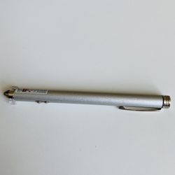 Laser Pointer with Dot, Underline & Strobe Functions. Durable metal construction. Matte Silver Finish. Nice storage case. New. Still in original packa