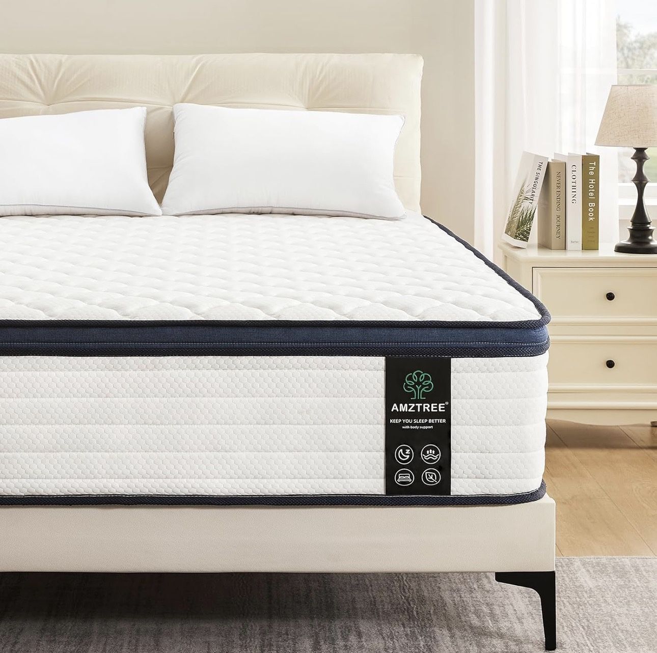 Queen Mattress 12 Inch Mattress Queen Size - Memory Foam & Pocket Coils Springs, Pressure Relief, Medium Firm Comfort, Motion Isolation, Ideal for All