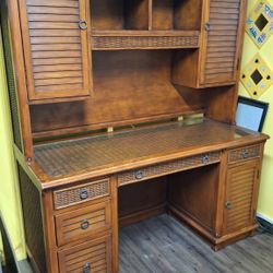 Large Country Style Desk Unit with Decorative Shutter Doors