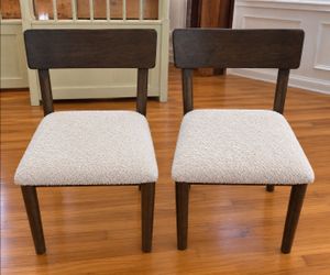 Flexsteel Mid-Century Modern Dining Chairs (Pair) - White Boucle - $80 NEED GONE TODAY!!