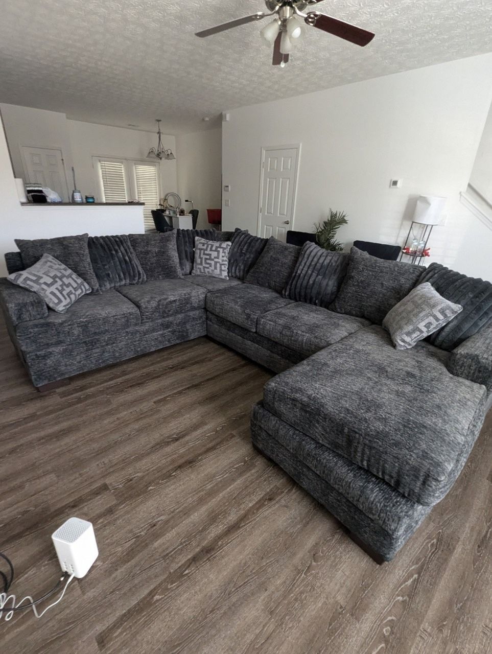Dark Grey Oversized U Shape Sectional With Pillows