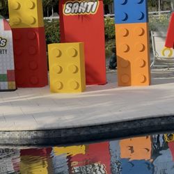 Giant LEGO Party Decor – Colorful Blocks & Life-Size Figure