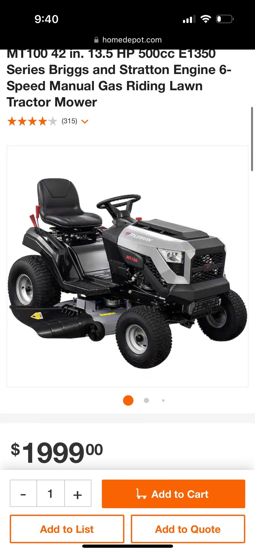 Murray 42 Inch Riding Mower