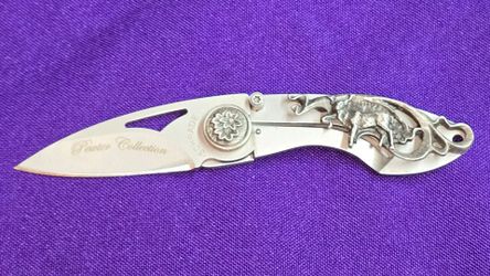 Vintage Collectible Schrade Pewter Collection Deer (SCWSD2) folding pocket knife from the Wildlife Series, presented in its original display box.