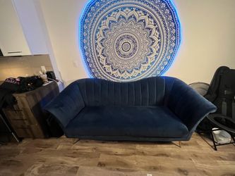 Blue velvet, contemporary modern sofa