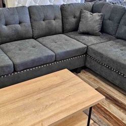 Brand New Ash Black Living Room Set/ Sectional Sofa Couch 