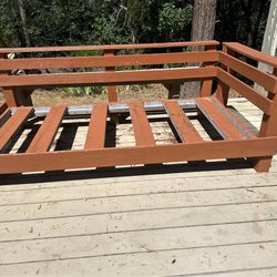 Free Custom Solid Wood Outdoor Bed with Bamboo Mattress & Waterproof Cover
