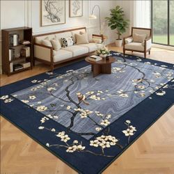 8x10 Navy Blue Floral Area Rug
Oriental Washable Non-Slip
