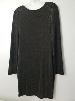 New Favlux Fashion Black Gold Womens Long Sleeve Dress Sz Large backless evening
