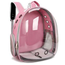 Cat Carrier PINK BAG- Pet Backpack Carrier Bubble Clear Front For Cats Small Dogs Bunnies Etc   Cat Carrier PINK BAG- 