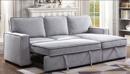 Brand New Grey Sectional Sofa Storage Sleeper