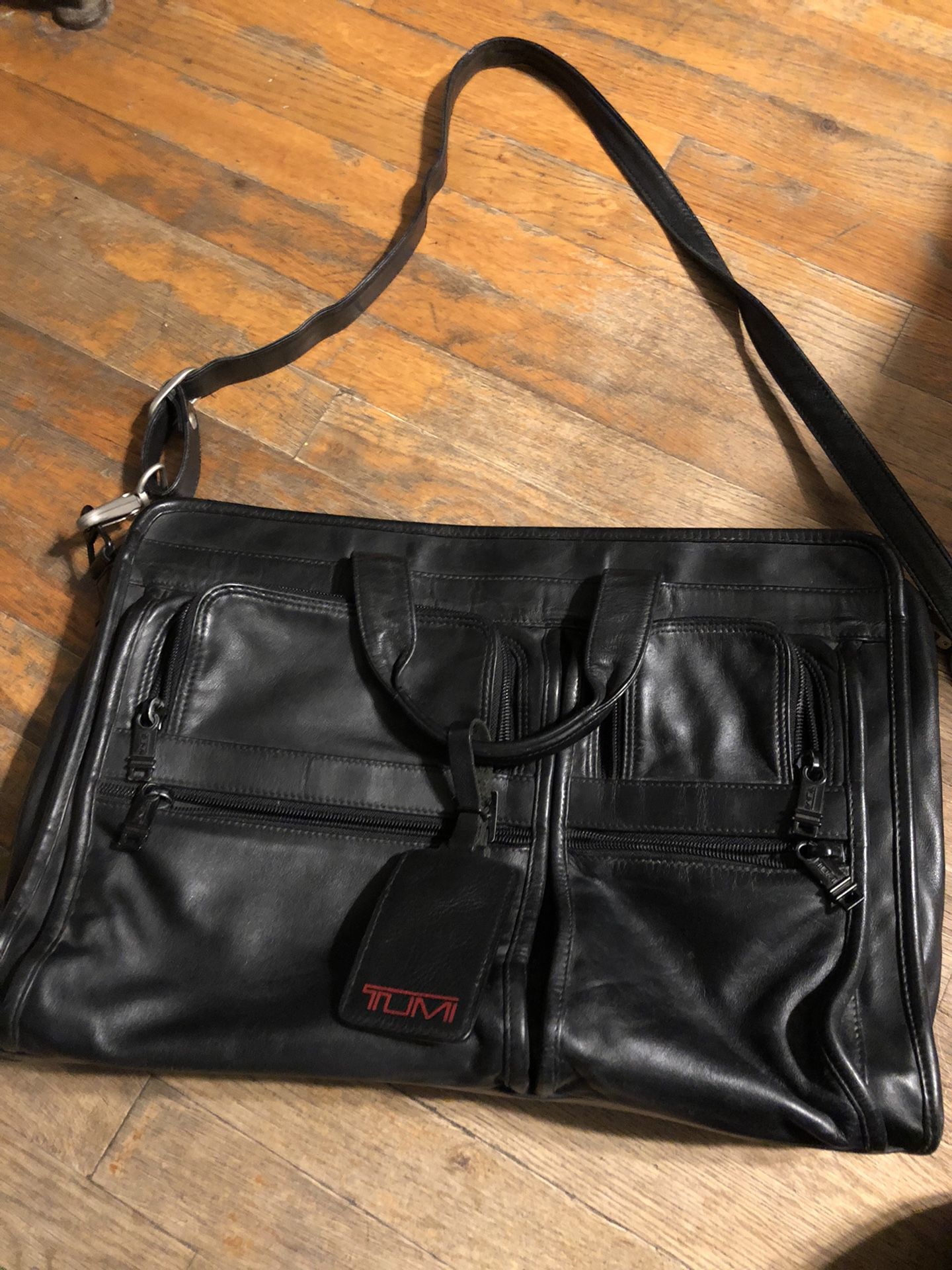 Tumi Black Leather Laptop/messenger Bag