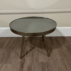 Glass and Metal Round Side Table