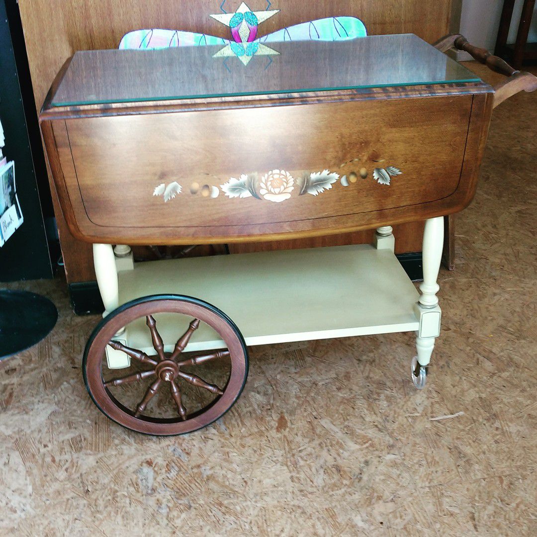 Vintage mid-century rolling tea cart