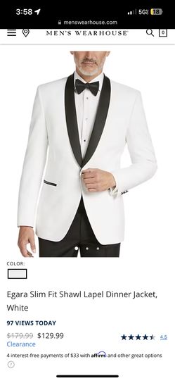 Egara white slim fit dinner clearance jacket