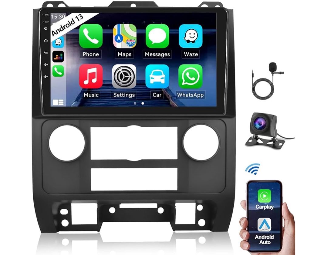 Android 13 Car Stereo with Wireless Apple Carplay Android Auto for 2008-2012 Ford Escape Mazda Tribute 9 Inch Touchscreen Car Radio with GPS Navigatio