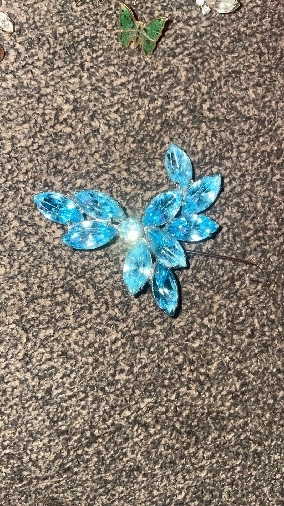 Vintage Light Blue Marquis Stone Brooche