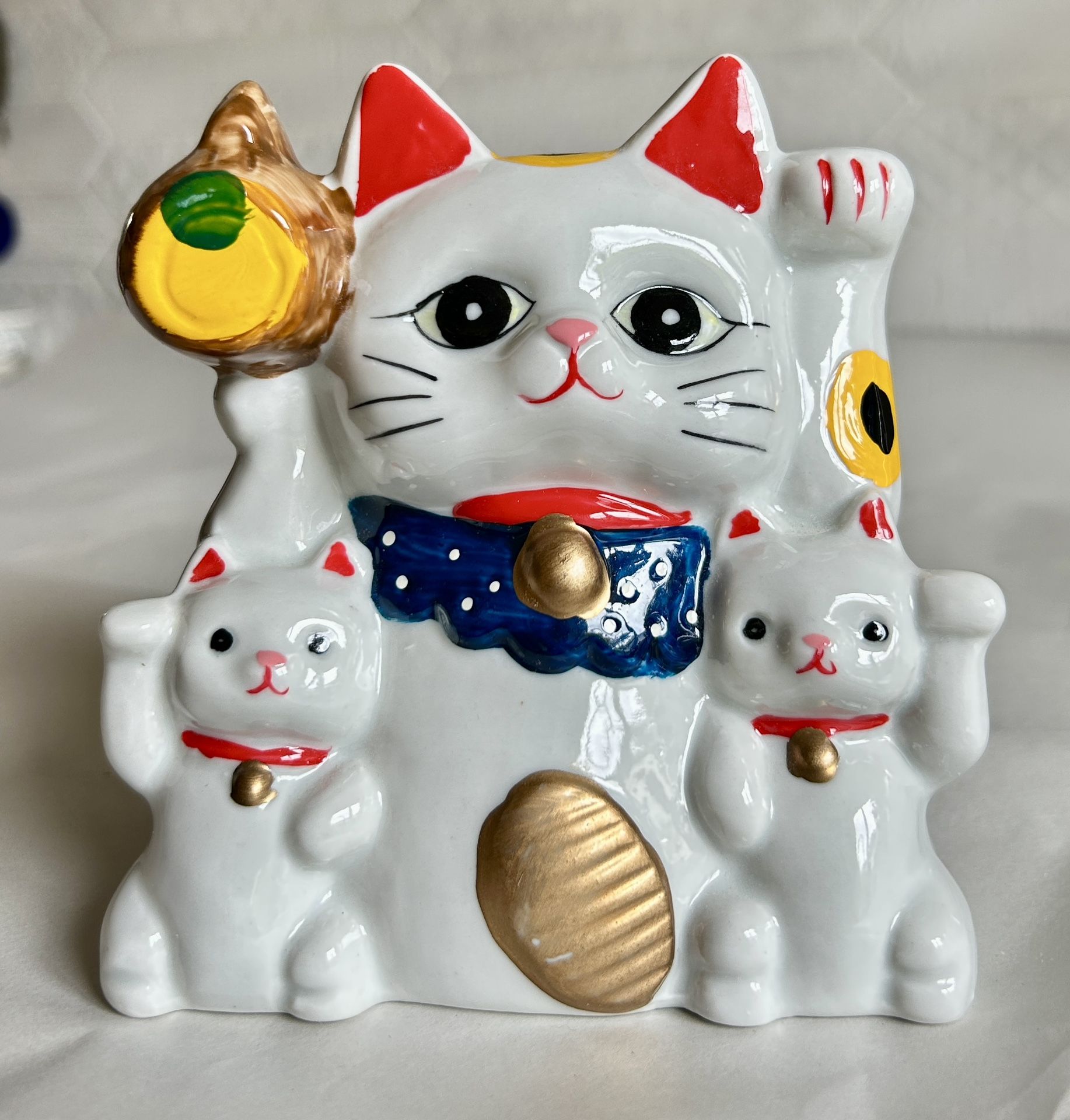 Rare Vintage Maneki Neko Ceramic Piggy Bank