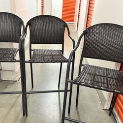 3 Pelham Bay Wicker Bar Stools Stackable 