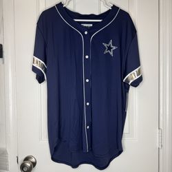 Dallas Cowboys Women’s Baseball Jersey Shirt Lauren James  Size XL Navy Silver