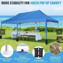 10'x20' Pop Up Canopy Tent, Outdoor Gazebo with Wheeled Bag, for Parties, Weddings