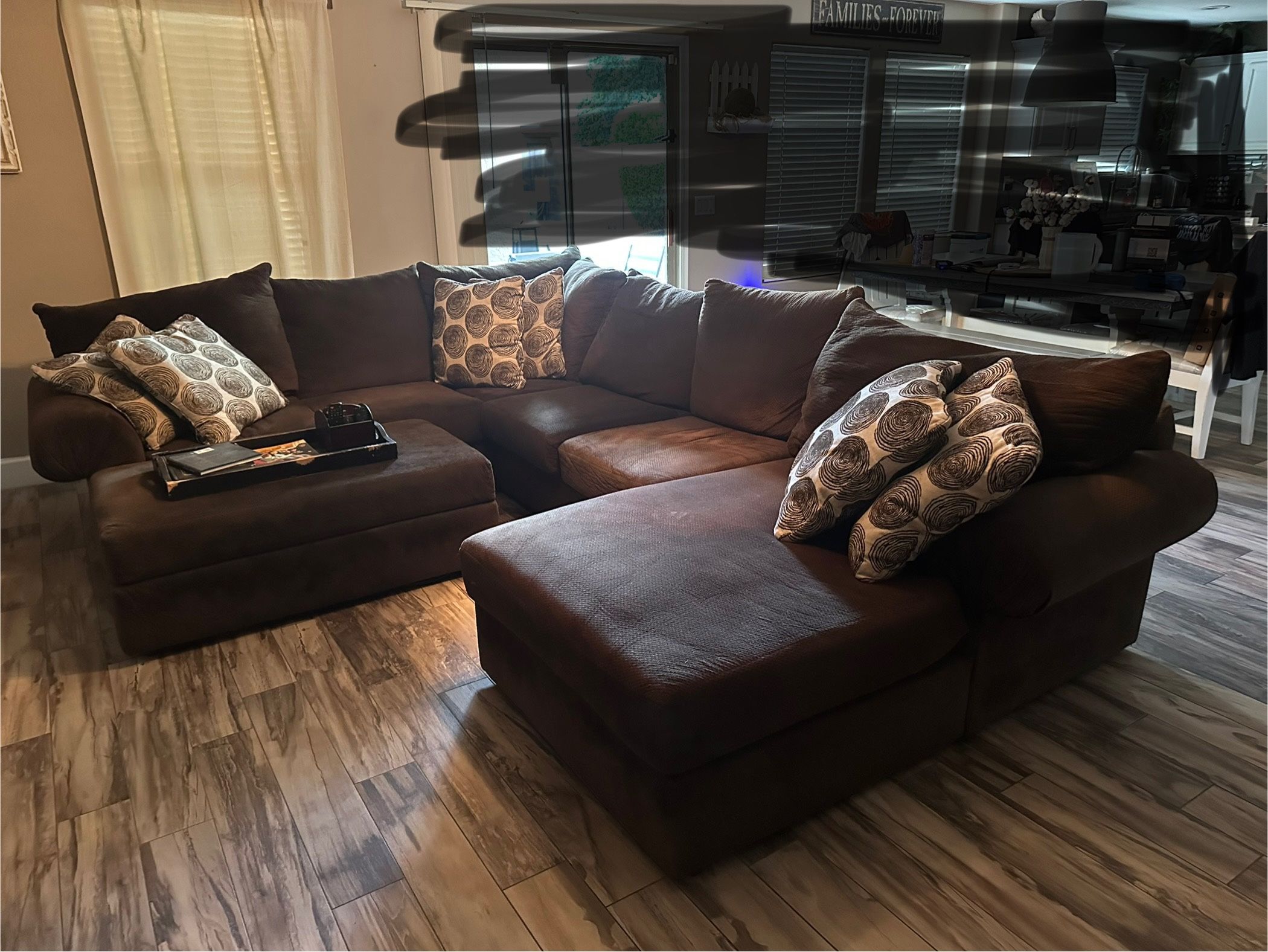 Sectional, Ottoman, And pillows