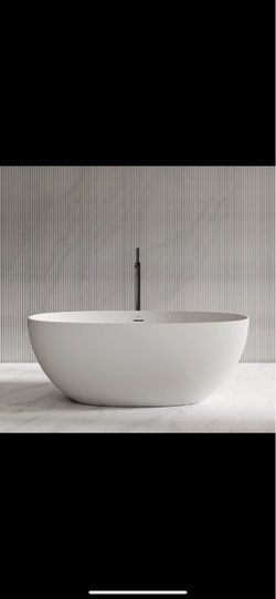 Solid Surface Freestanding Bathtub 59” Matte White, 63 Gallon