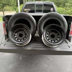 15x9 Chevy 5 Bolt Rims W/ Mickey Thompson ET Street Radials 235/60/15