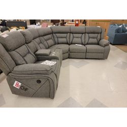 Modern living room reclining power sectional sofa