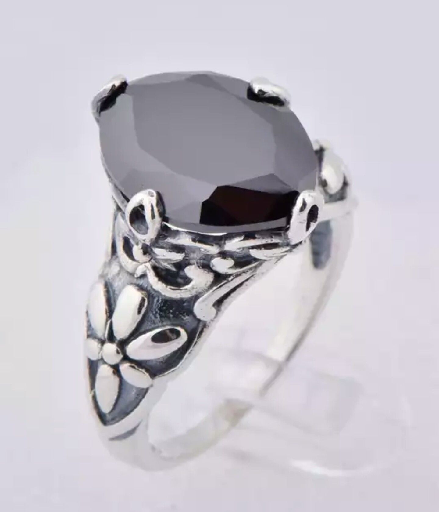 Victorian Zirconium Ancient Silver 925 Sterling Silver Ring