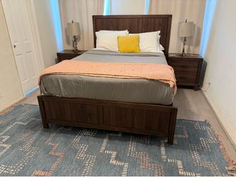 Living spaces queen wood beds and nightstands Zinus memory foam mattresses 4 sets available