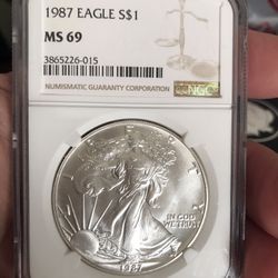 1987 $1 American Silver Eagle .999 Silver Coin 