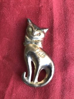 Silver Cat Brooch