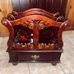 Vintage Mahogany Magazine Holder 