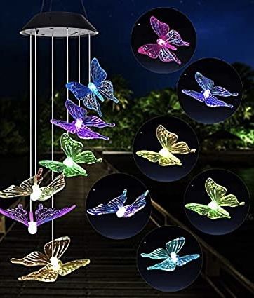 Solar Color Changing Butterfly Wind Chimes