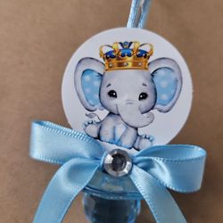 Royal Elephant Baby Shower Pacifiers Guest Favor Necklaces