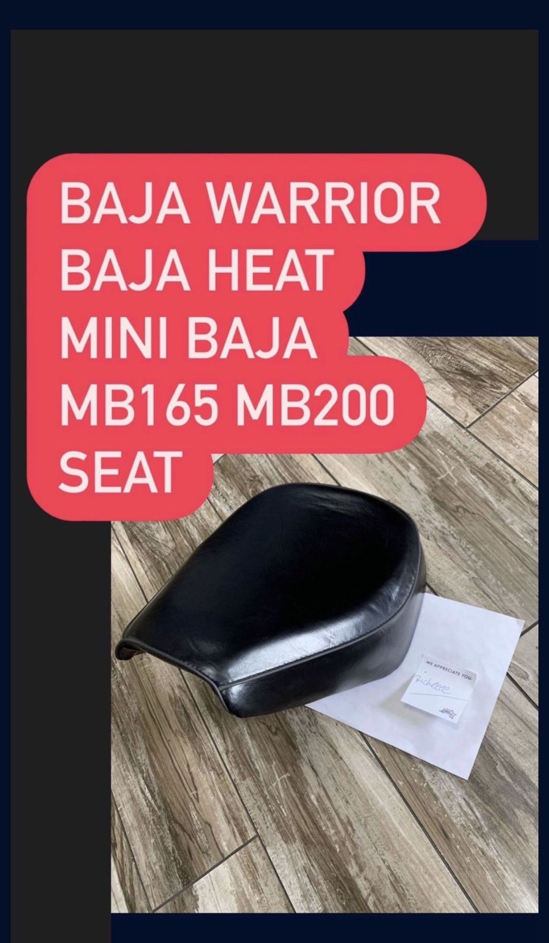 NEW Mini Bike MB165 MB200 Baja Heat Mini Baja Baja Warrior Black Seat Minibikes Minibike Mini Bikes