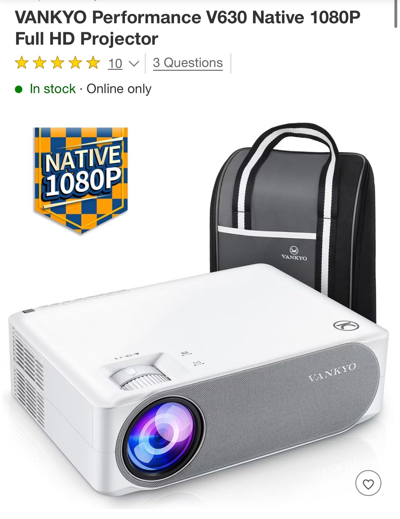 VANKYO Performance V630 Native 1080P Full HD Projector