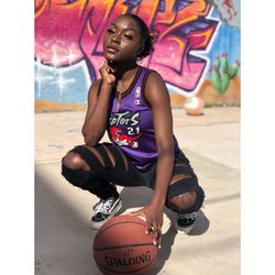 WOMENS V CUT VINTAGE CHAMPION MARCUS CAMBY TORONTO RAPTORS NBA BASKETBALL JERSEY