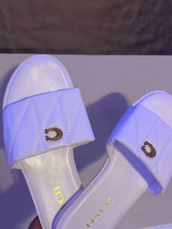 Coach White Quilted Slide Sandals