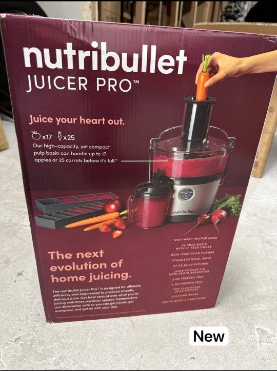 NutriBullet Juicer Pro Centrifugal Juicer Machine for Fruit, Vegetables,  and Food Prep, 27 Ounces/1.5 Liters, 1000 Watts, Silver, NBJ50200