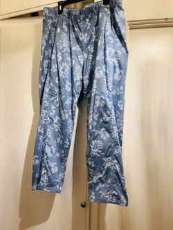 the Lane Bryant Wide Leg Ombré Blue Floral Pants (Size 18)
