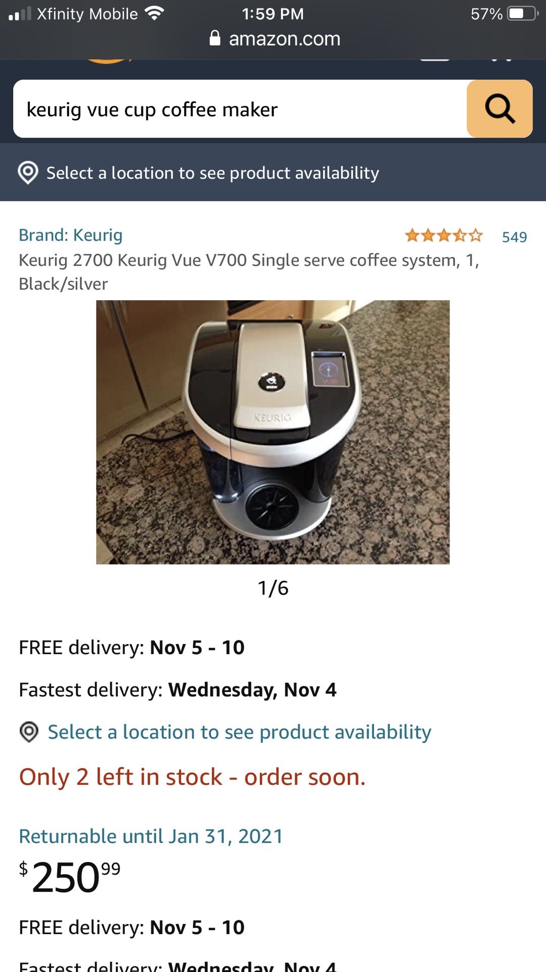 Keurig coffee/ tea maker Vue cups