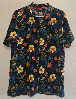 Coca-Cola Tropical Hawaiian Button Up Shirt Floral Print