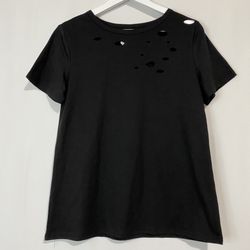 Women’s Casual Cut Out Detail Short Sleeve Tee Black NWOT