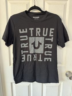 True Religion Black Tee with Gray Logo Square